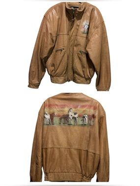 ADLER Vintage Adler Mens Leather Jacket Equestrian Western Bomber